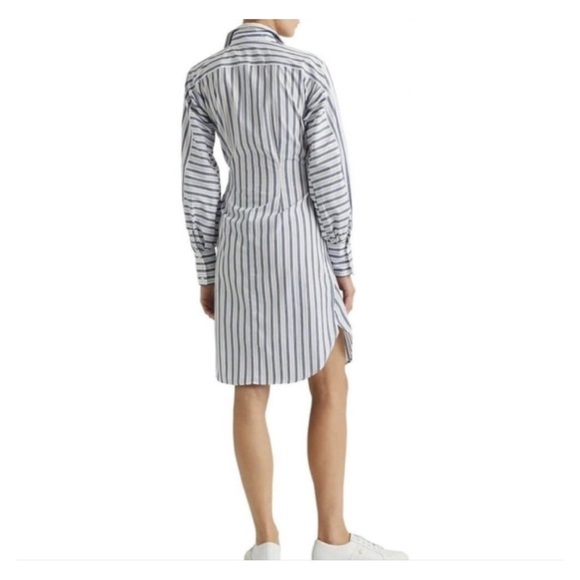 NWT! Lauren Ralph Lauren Monogram Blue White Stripe Long Sleeve Tie Dress Size 2 - Picture 6 of 16